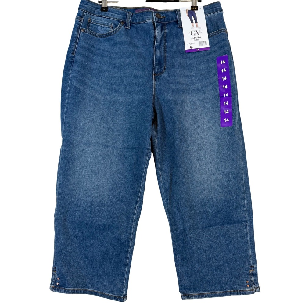 Gloria Vanderbilt Amanda Capri Jeans Blue High Rise Stretch Denim •14• Everyday